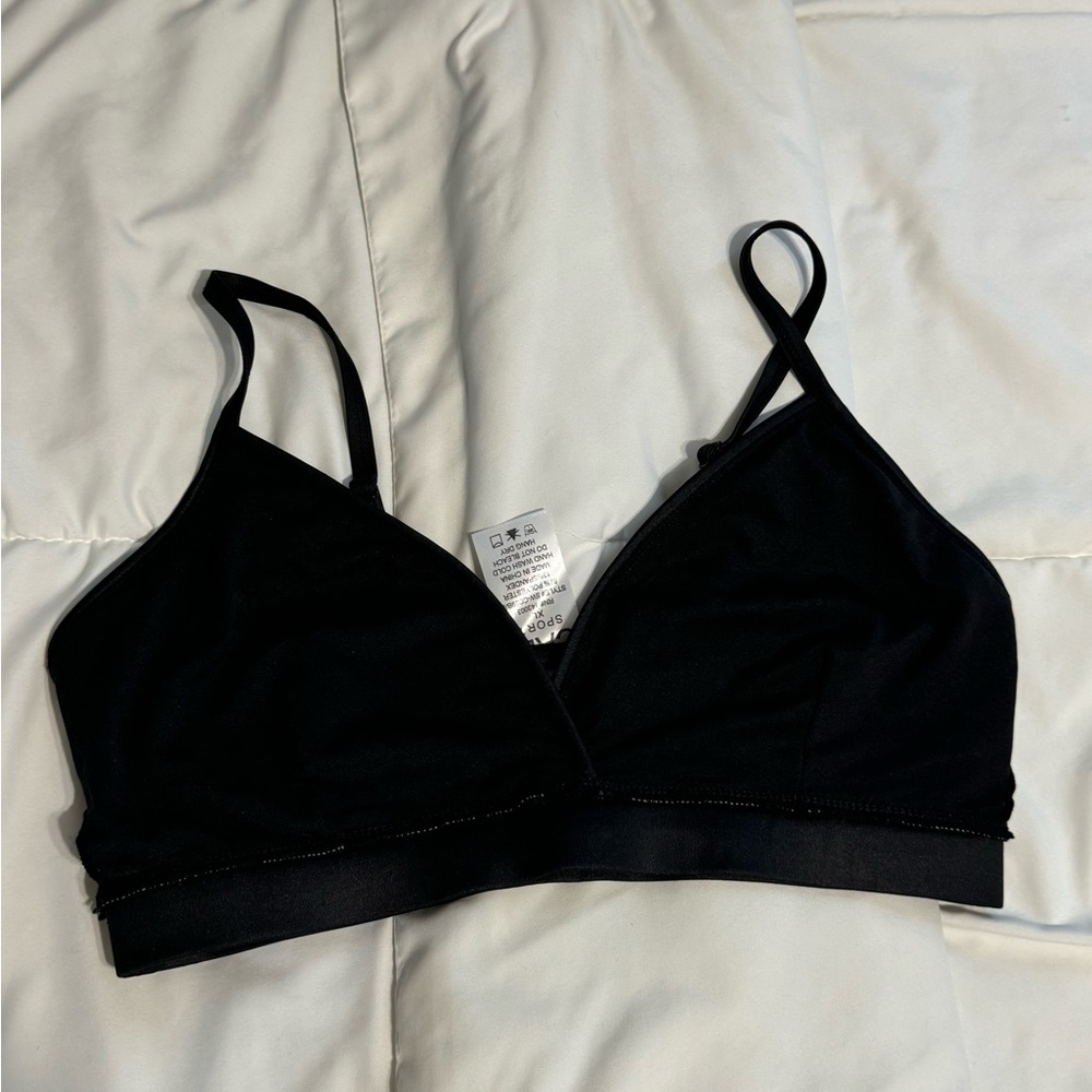 Cali Sport Sports Bra Black, Nude Triangle Top with Adjustable Straps in xl - Picture 8 of 11